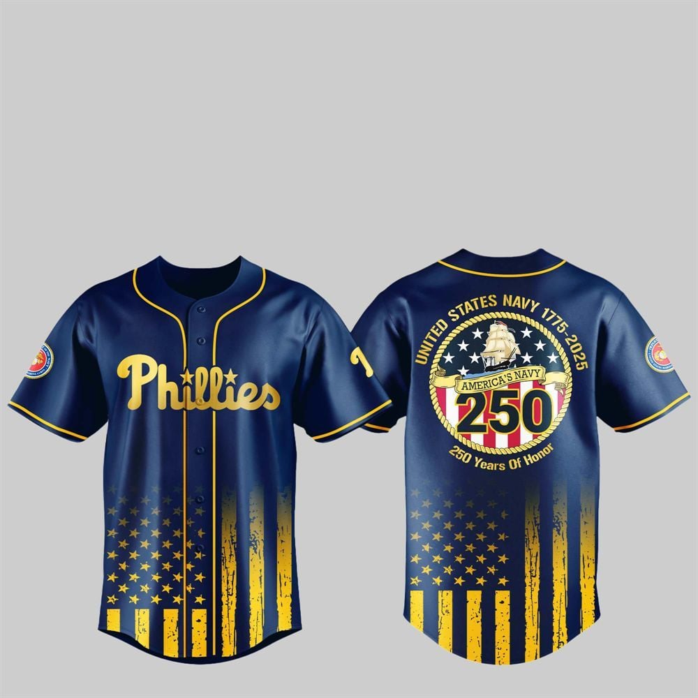 Phillies US NAVY 250th Birthday Celebration Jersey - Grishko.com
