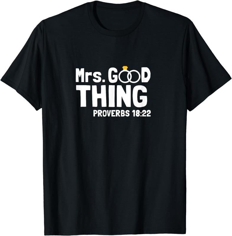 [100% Cotton]Proverbs Christian Couples Mrs. Good Thing T-Shirts