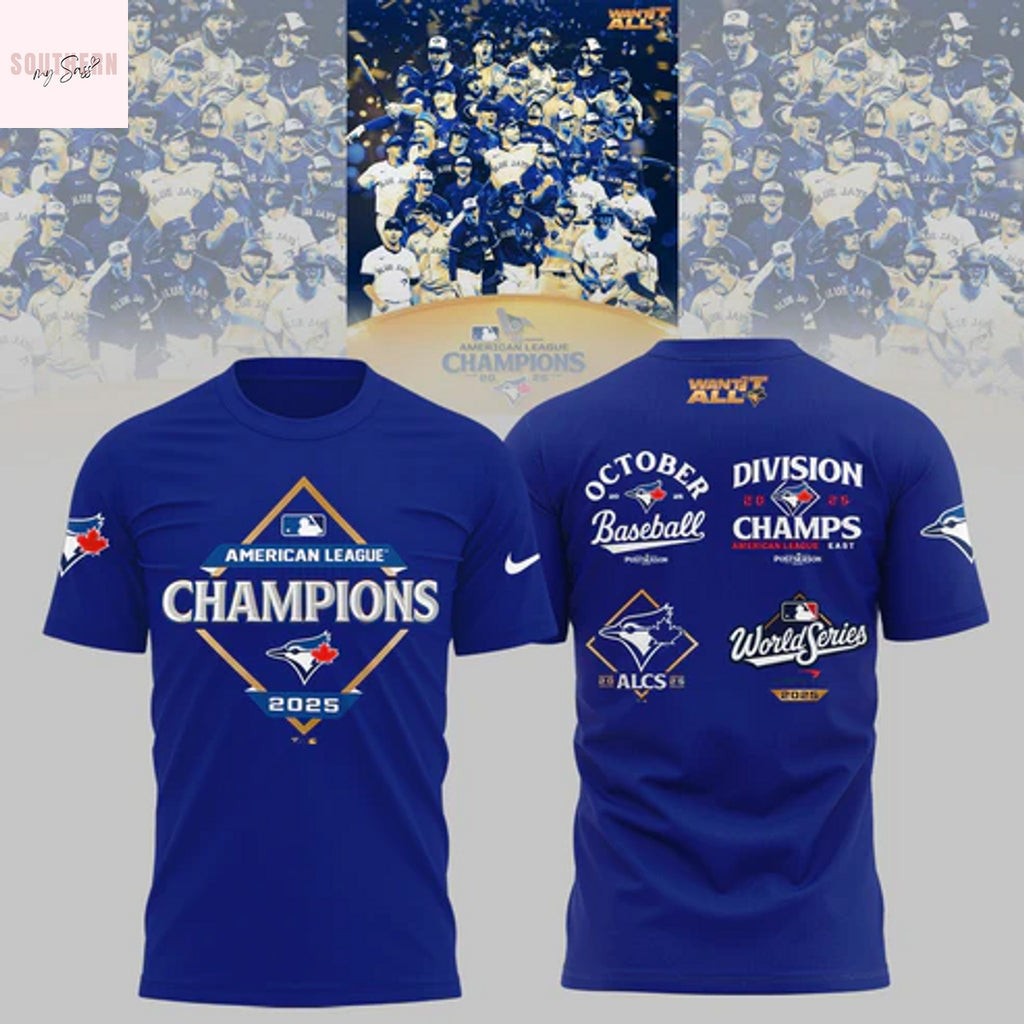 2025 American League Champions Toronto Blue Jay 3D T-Shirt – Blue