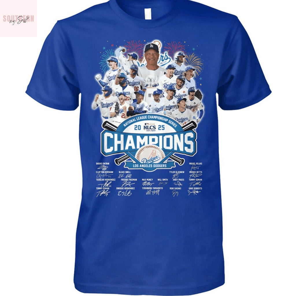 2025 National League Champions Los Angeles Dodgers Signature Unisex T-Shirt