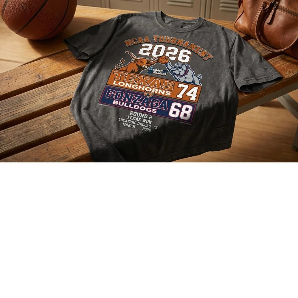 2026 NCAA Tournament round 2 Texas Longhorns 74 68 Gonzaga Bulldogs basketball win shirt
