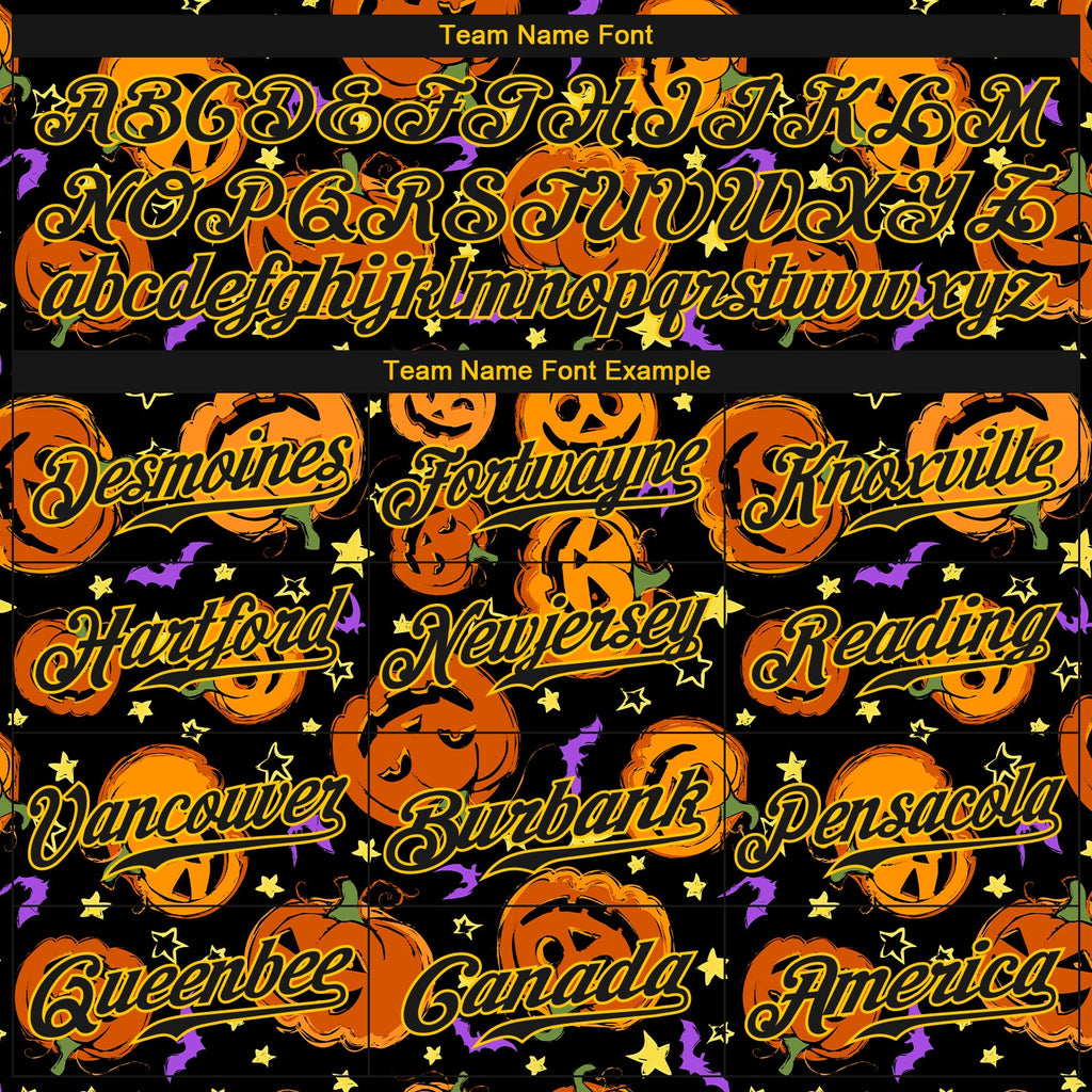 Custom 3D Pattern Halloween Pumpkins Bats Stars Authentic Baseball Jersey