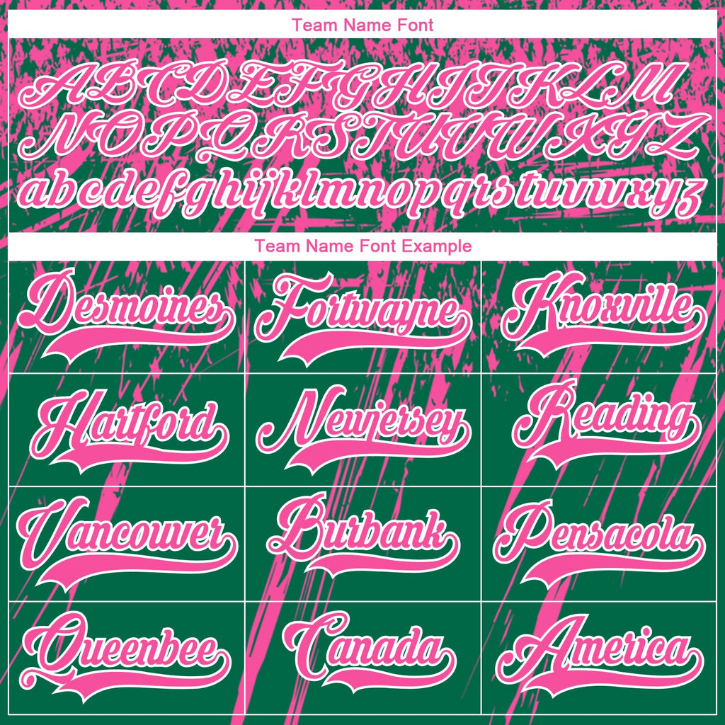 Custom Kelly Green Pink-White 3D Splash Hockey Lace Neck Jersey