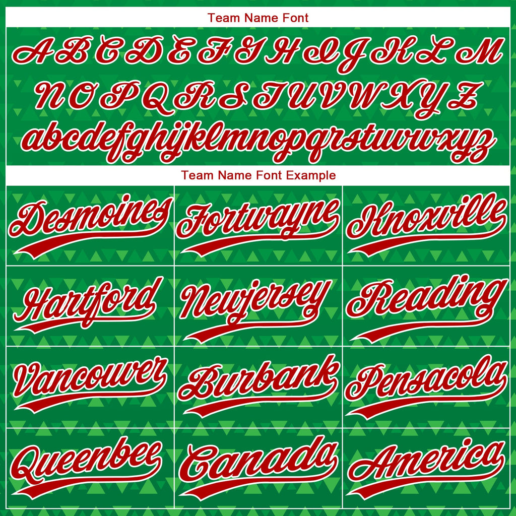 Custom Kelly Green Red-White 3D Pattern Design Authentic Baseball Jersey