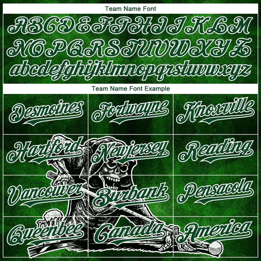 Custom Green White 3D Pattern Design A Skeleton Playing Billiards While Drinking A Beer Authentic Baseball Jersey