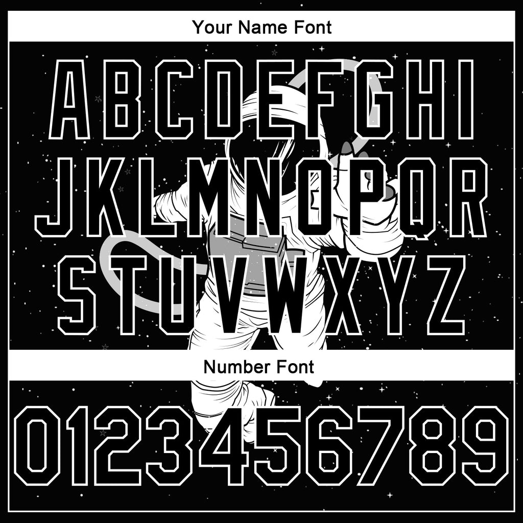 Custom Black White 3D Pattern Design Astronaut Authentic Basketball Jersey
