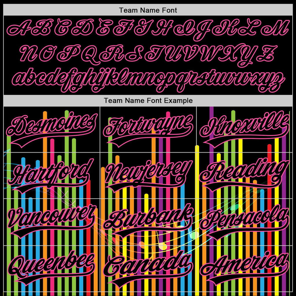 Custom Black Pink 3D Pattern Design Music Festival Abstract Music Soundwave Authentic Baseball Jersey