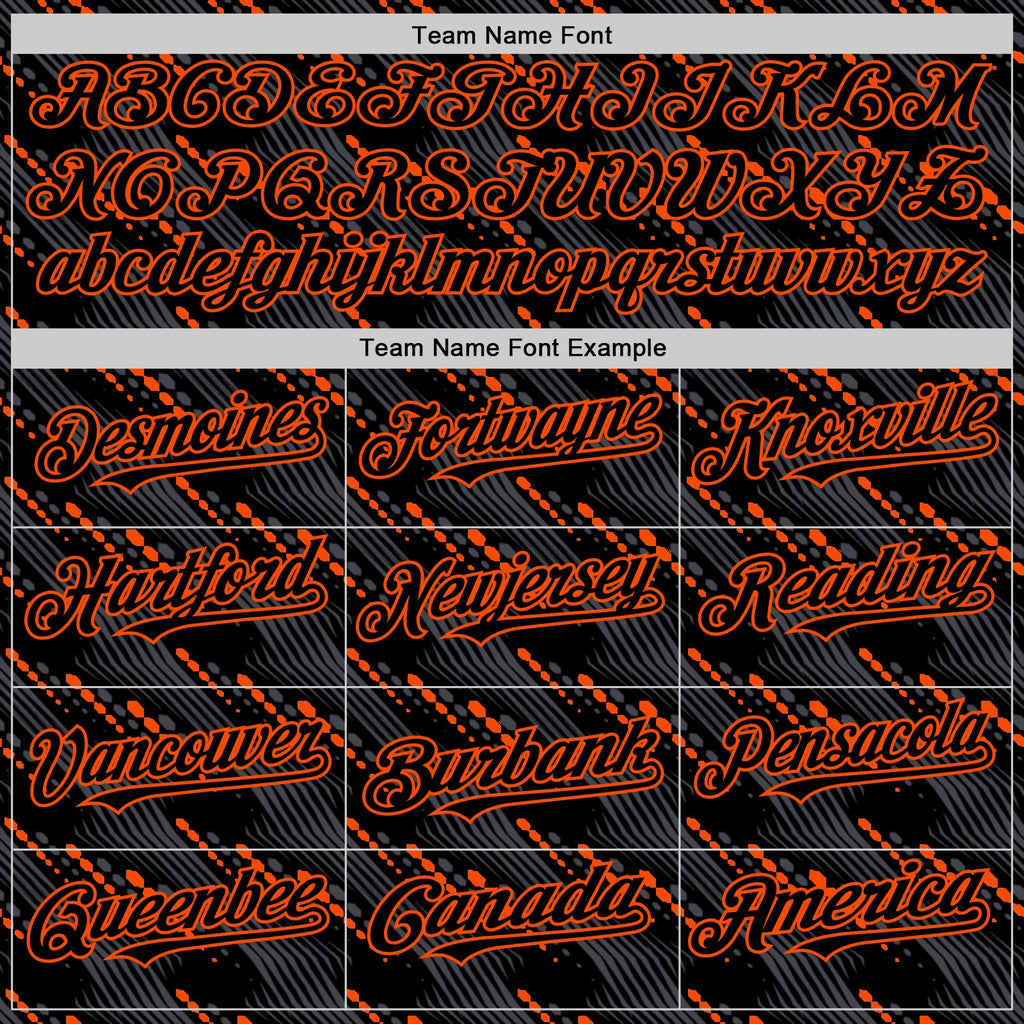 Custom Black Orange 3D Pattern Design Slant Lines Authentic Baseball Jersey