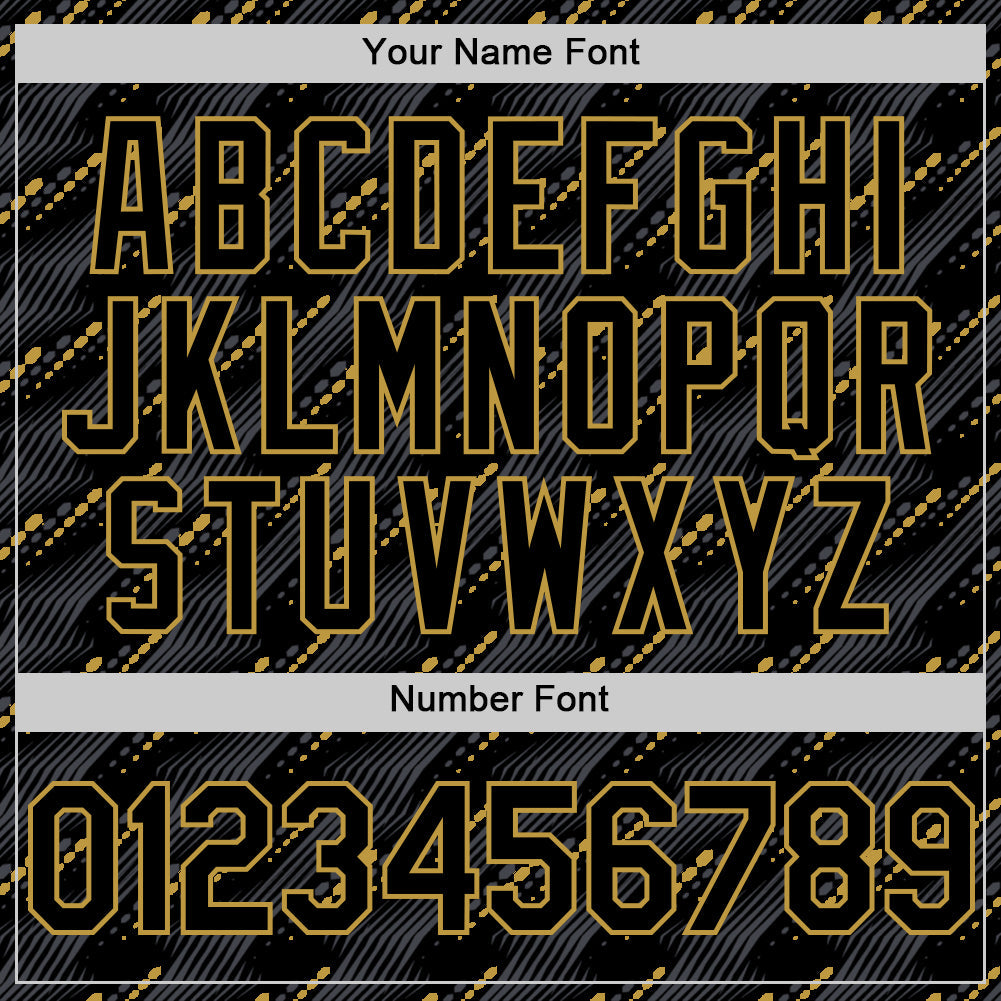 Custom Black Old Gold 3D Pattern Design Slant Lines Authentic Baseball Jersey