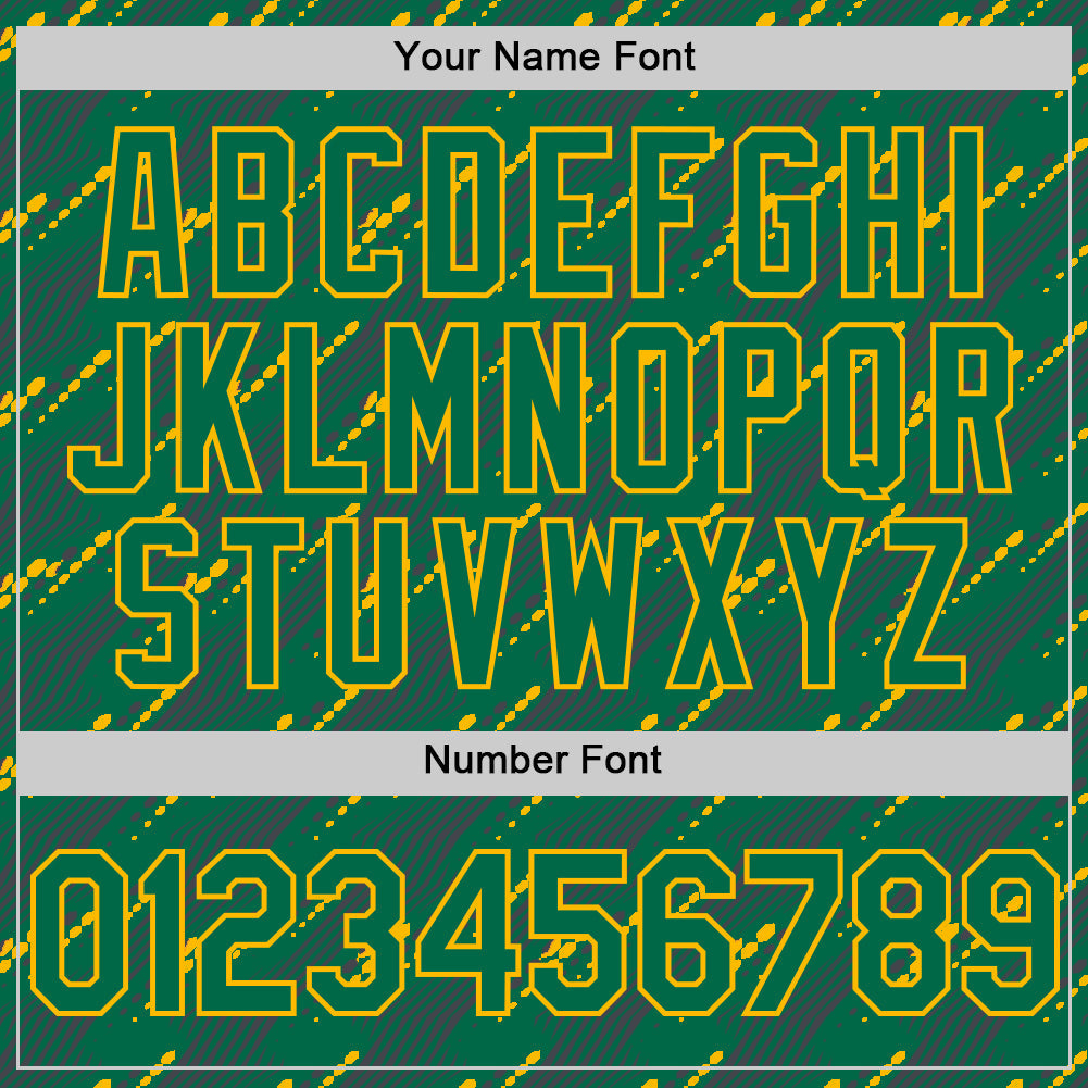 Custom Kelly Green-Gold 3D Pattern Design Slant Lines Authentic Baseball Jersey