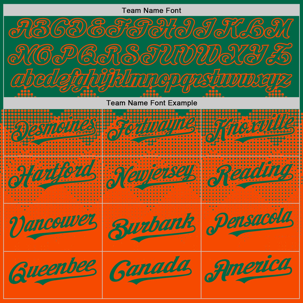 Custom Kelly Green Orange 3D Pattern Design Gradient Square Shapes Authentic Baseball Jersey