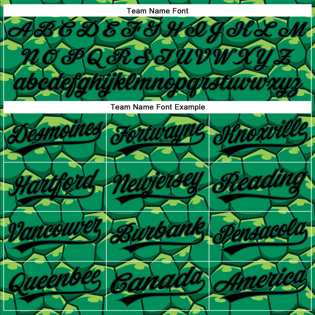 Custom Kelly Green Black 3D Pattern Design Turtle Shell Authentic Baseball Jersey