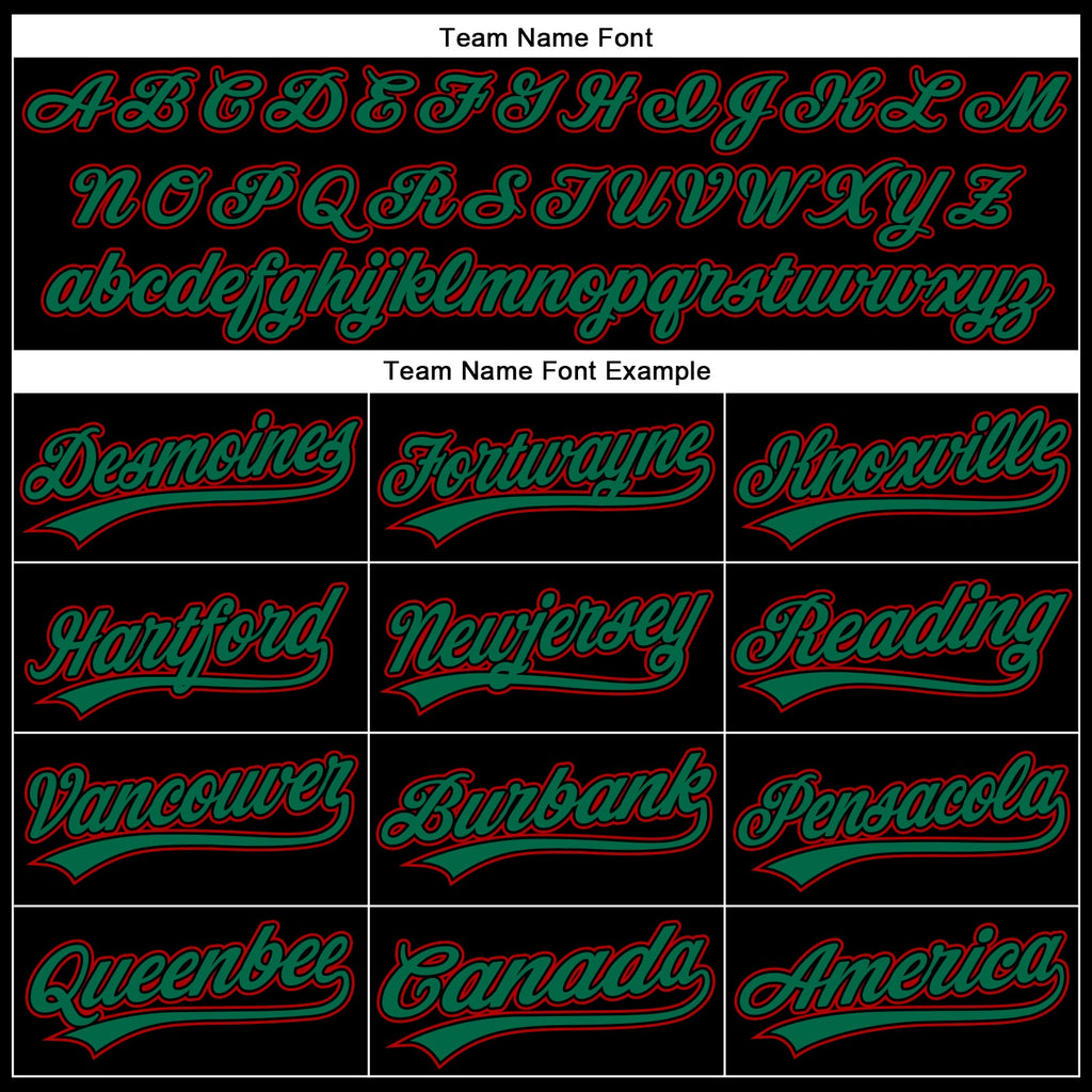 Custom Black Kelly Green-Red 3D Pattern Design Curve Solid Authentic Baseball Jersey