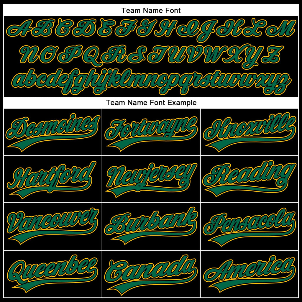 Custom Black Kelly Green-Gold 3D Pattern Design Curve Solid Authentic Baseball Jersey