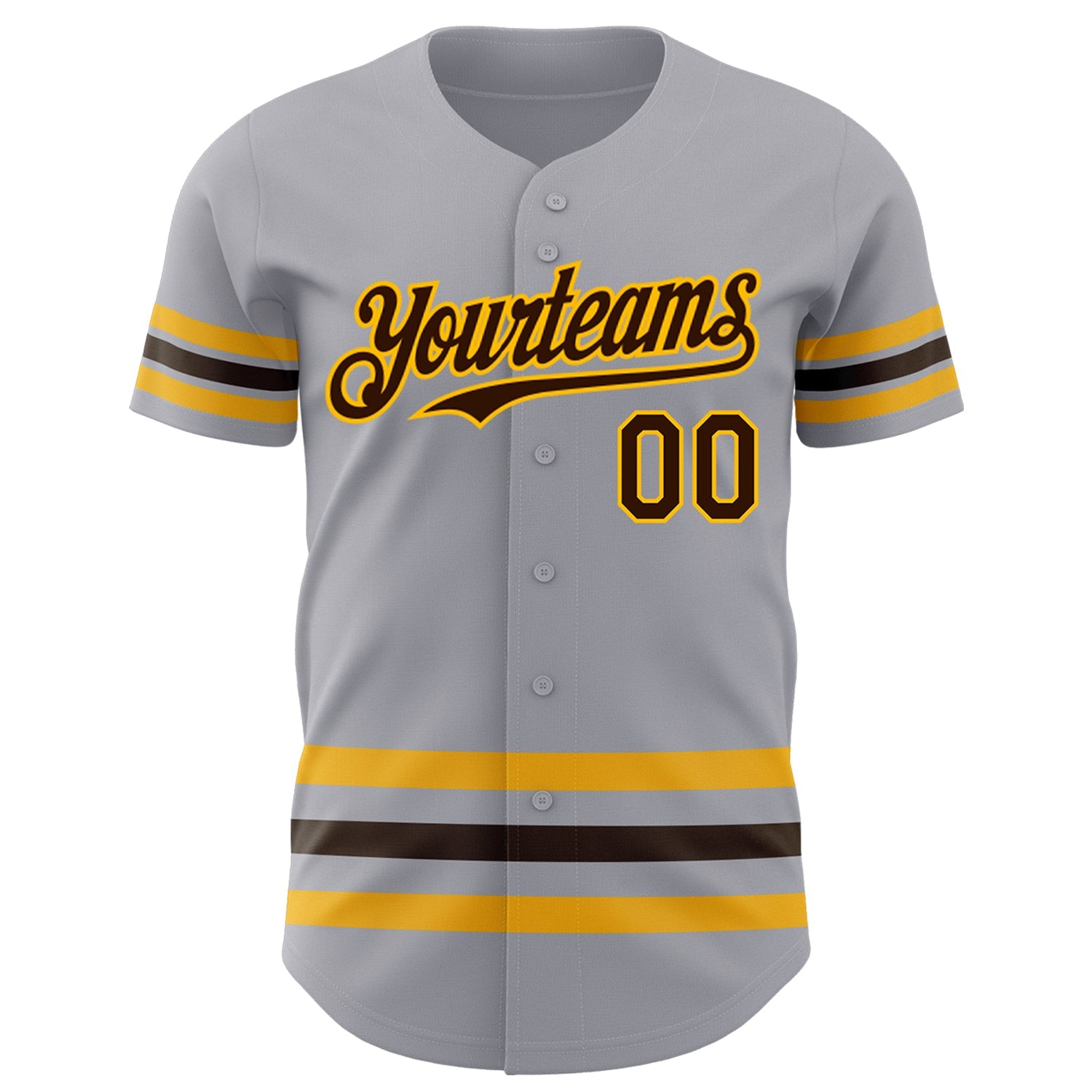 Custom Gray Brown-Gold Line Authentic Baseball Jersey