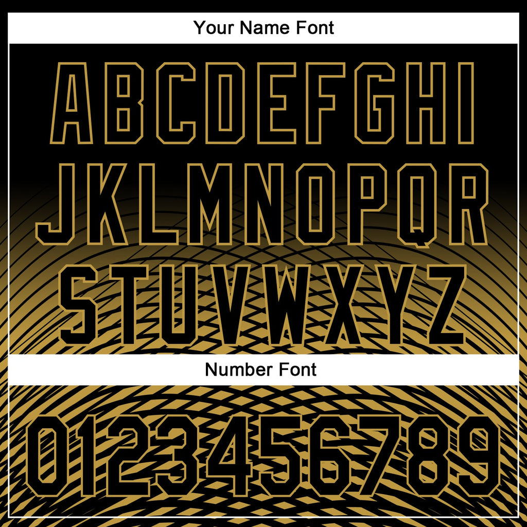 Custom Black Old Gold 3D Pattern Design Gradient Lines Authentic Baseball Jersey