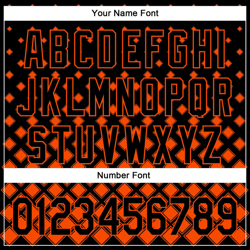 Custom Black Orange 3D Pattern Design Geometric Shapes Authentic Baseball Jersey