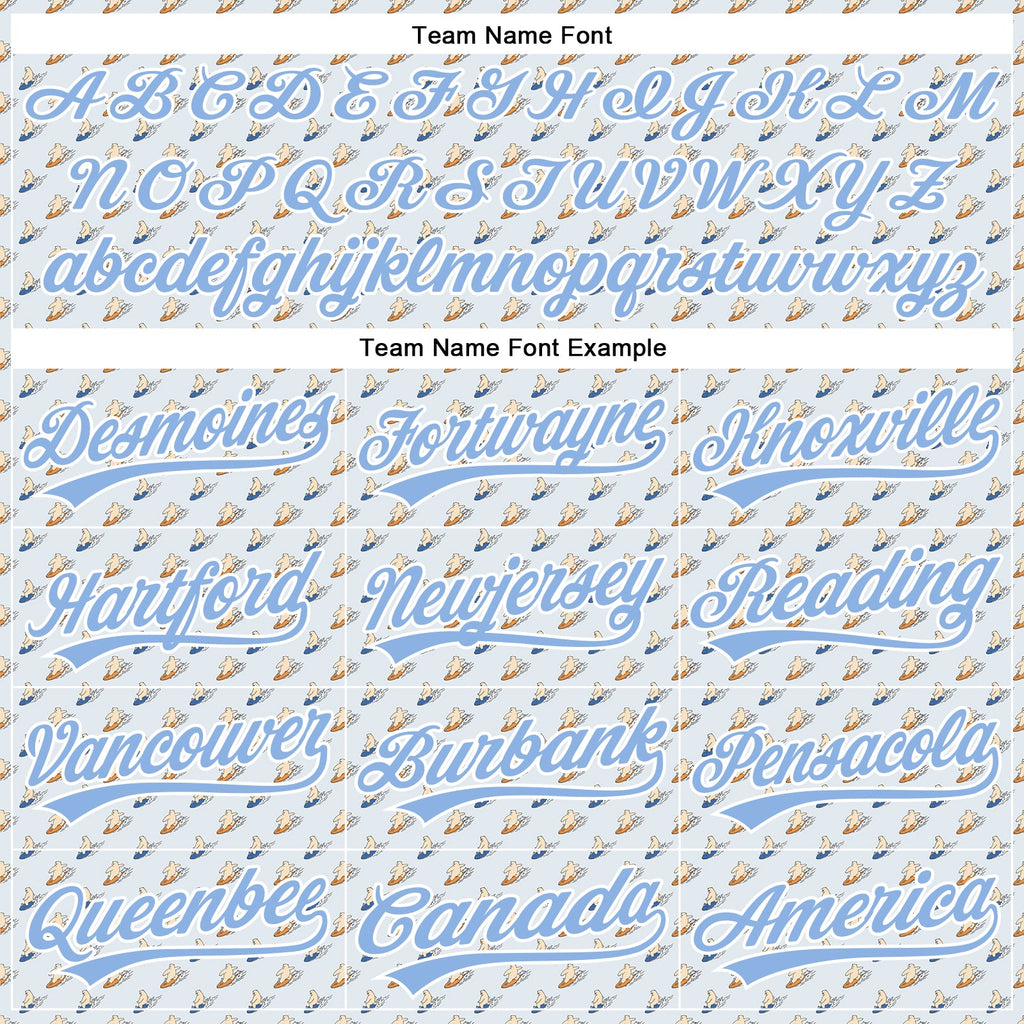 Custom Gray Light Blue-White 3D Pattern Design Animal Bear Surfing Authentic Baseball Jersey