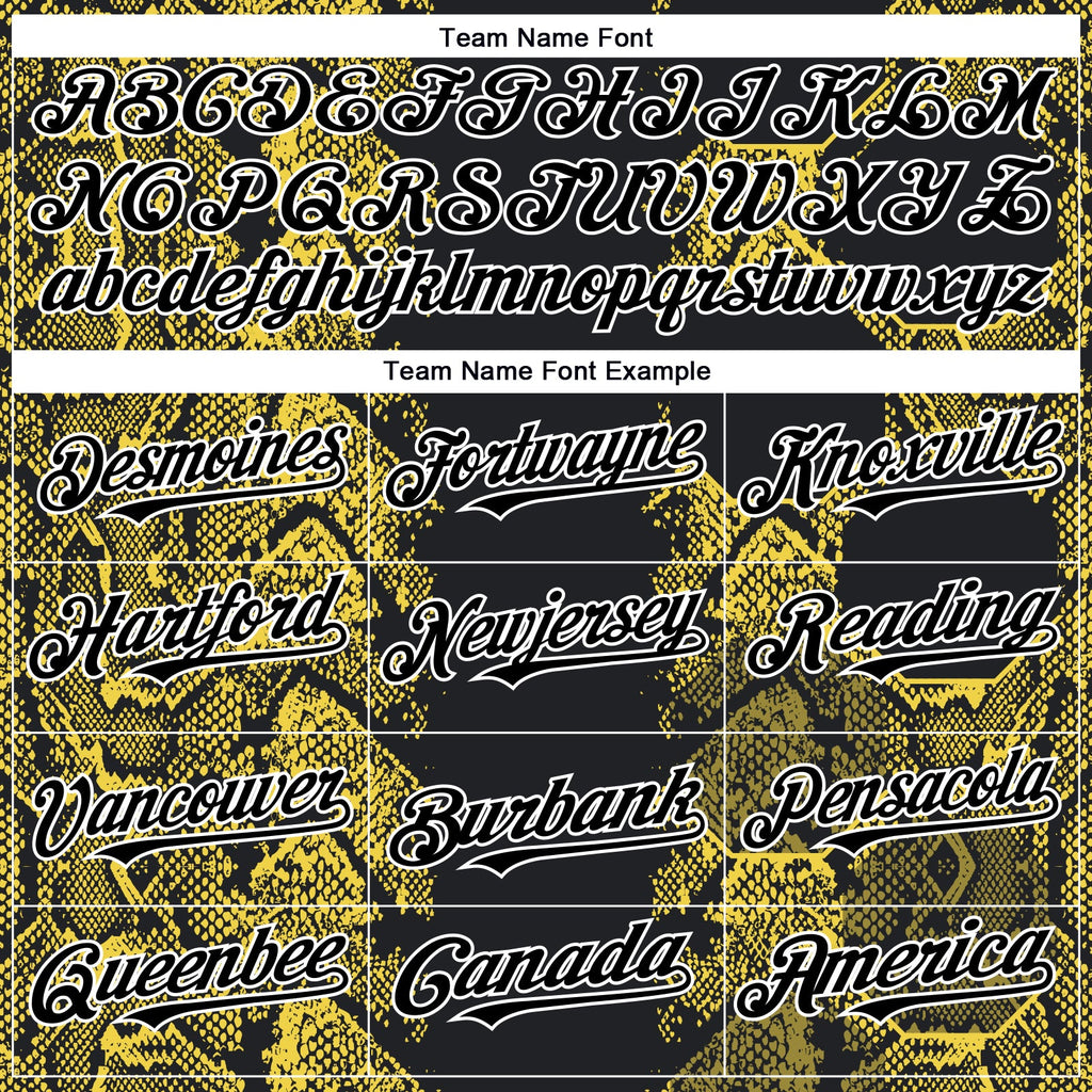 Custom Black Yellow-White 3D Pattern Design Animal Snake Authentic Baseball Jersey
