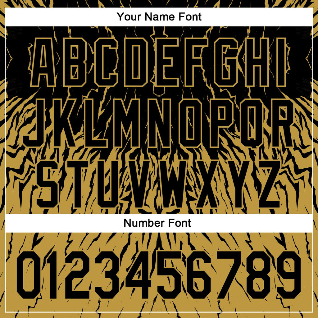 Custom Black Old Gold 3D Pattern Design Abstract Wave Authentic Baseball Jersey