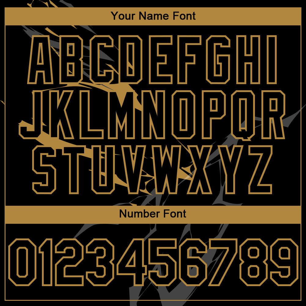 Custom Black Old Gold 3D Pattern Design Lightning Authentic Baseball Jersey