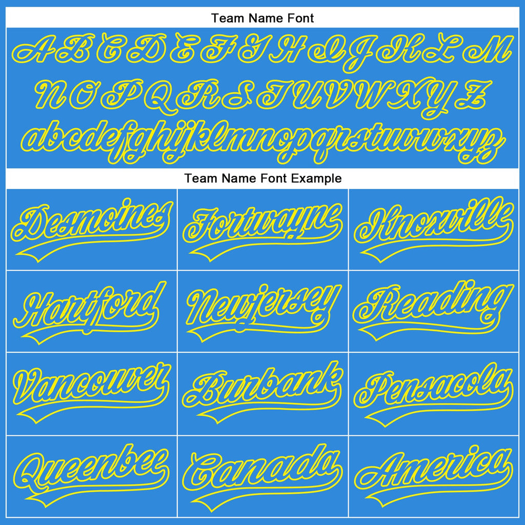 Custom Electric Blue Light Yellow 3D Pattern Design Champion Trophy Authentic Baseball Jersey