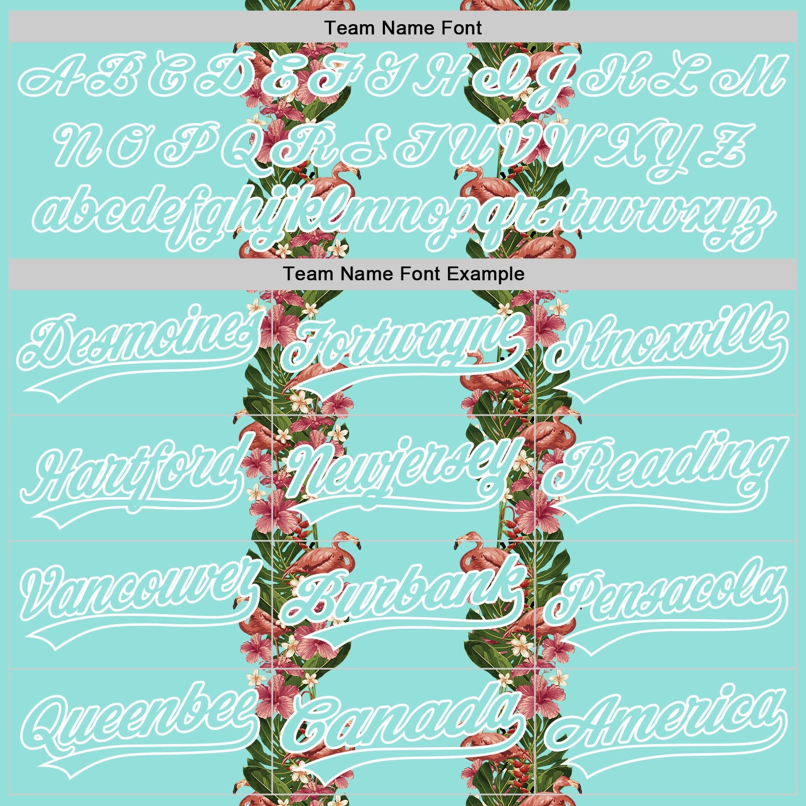 Custom Ice Blue White 3D Tropical Hawaii Plant And Flamingo Authentic Baseball Jersey