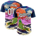 Custom Dark Purple White-Black 3D Syntetyc Cyber Koi Authentic Baseball Jersey