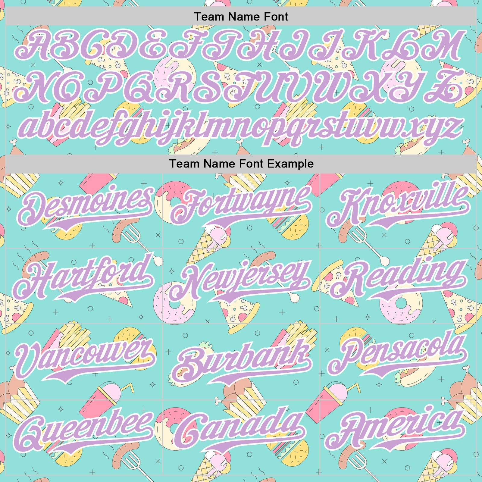 Custom Ice Blue Light Purple-White 3D Pattern Design Foodie Fast Food Burger Fries Pizza Authentic Baseball Jersey