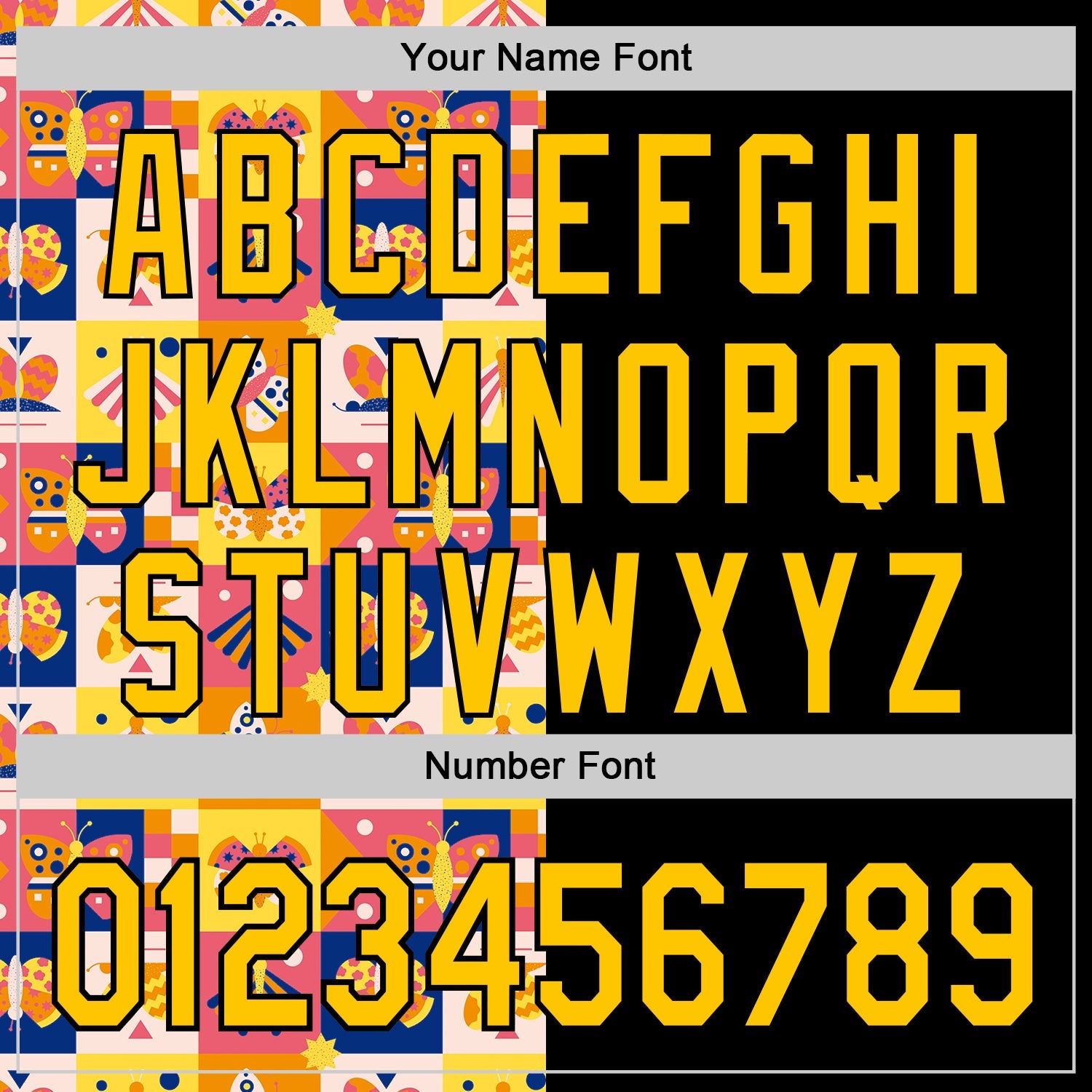 Custom Black Yellow 3D Ambartive Abstract Butterfly Pattern Authentic Baseball Jersey