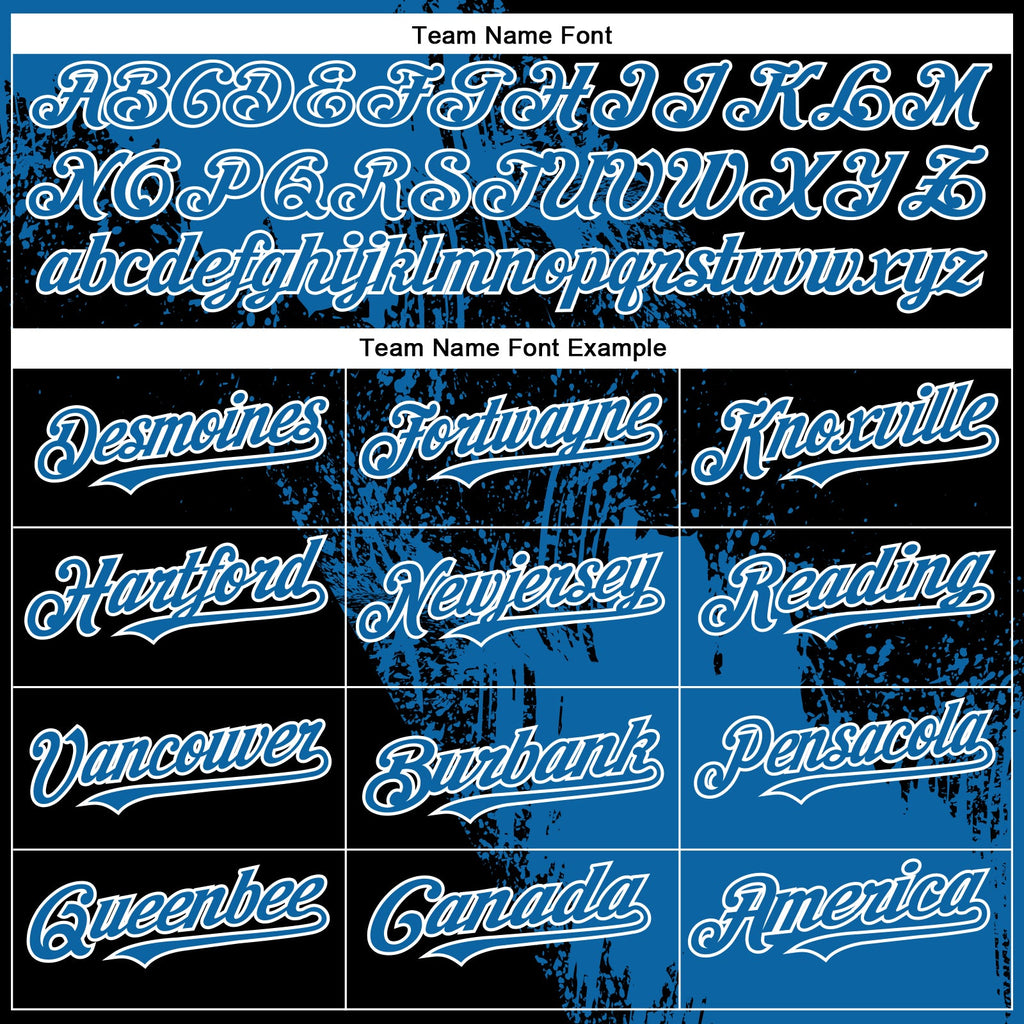Custom Blue Black-White 3D Pattern Design Abstract Brush Stroke Authentic Baseball Jersey