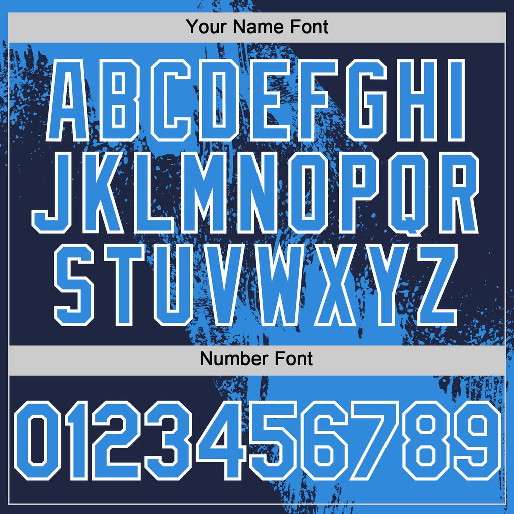Custom Electric Blue Navy-White 3D Pattern Design Abstract Brush Stroke Authentic Baseball Jersey