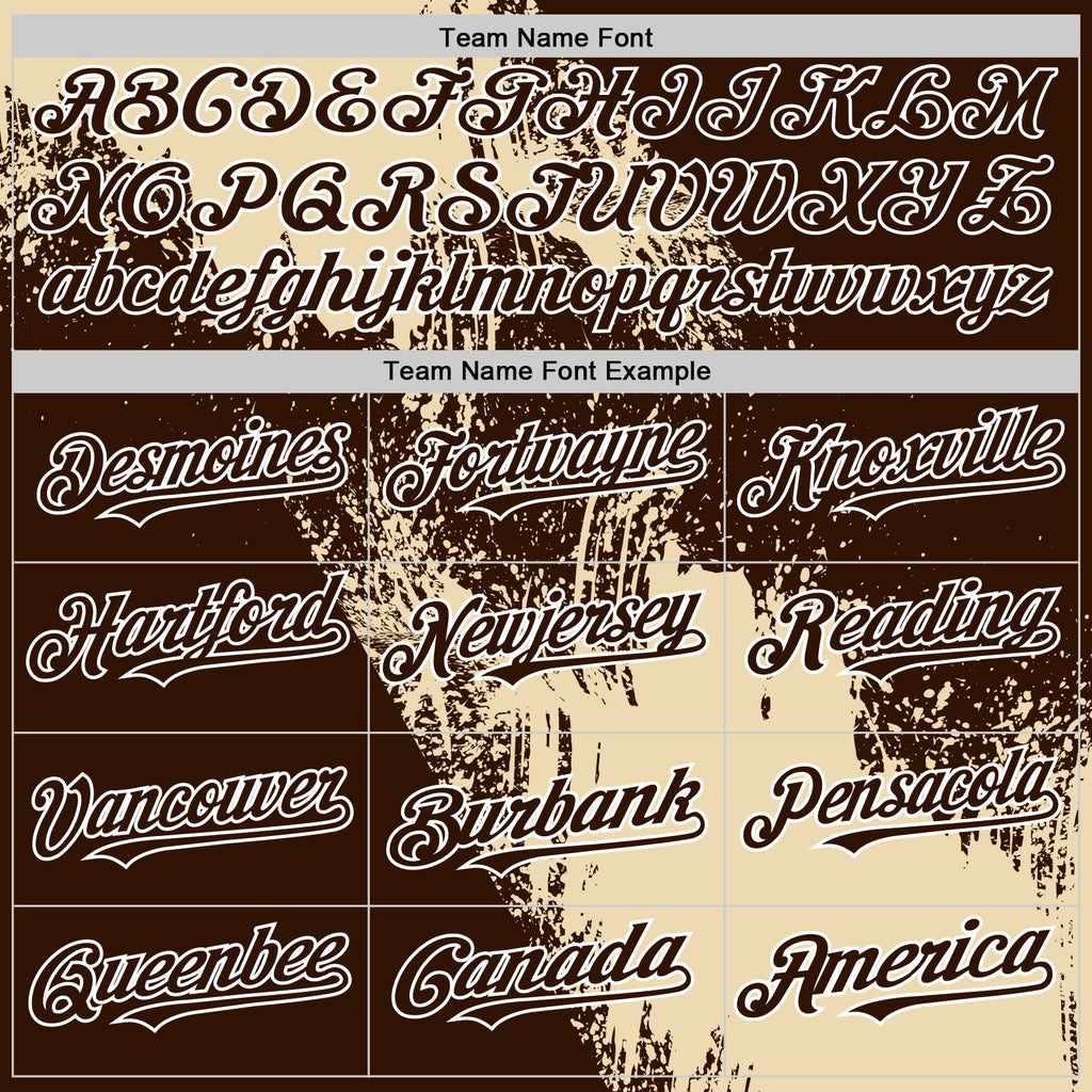 Custom Cream Brown-White 3D Pattern Design Abstract Brush Stroke Authentic Baseball Jersey