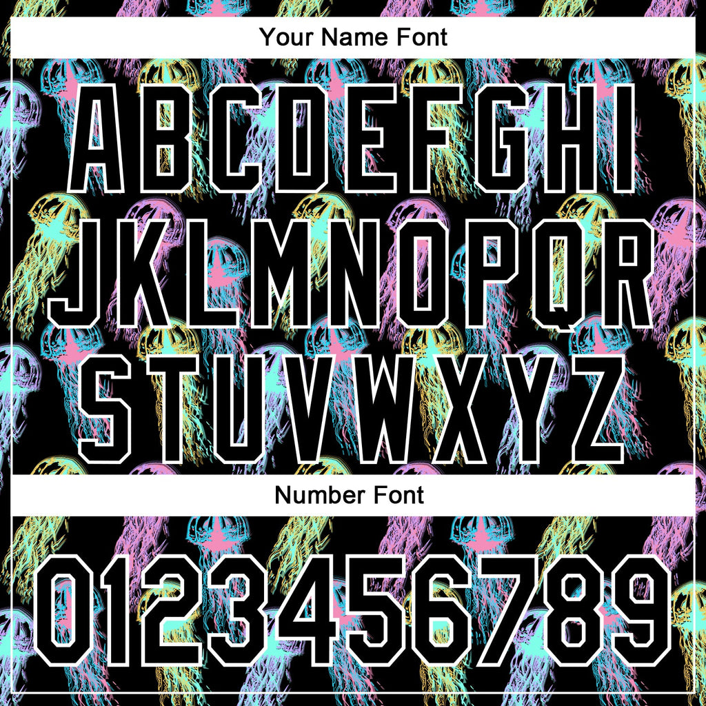 Custom Black White 3D Pattern Design Rave Psychedelic Jellyfish Authentic Baseball Jersey