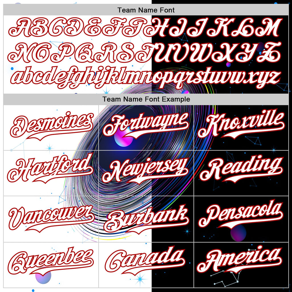 Custom Black White-Red 3D Pattern Design Space Galaxy Star Authentic Baseball Jersey