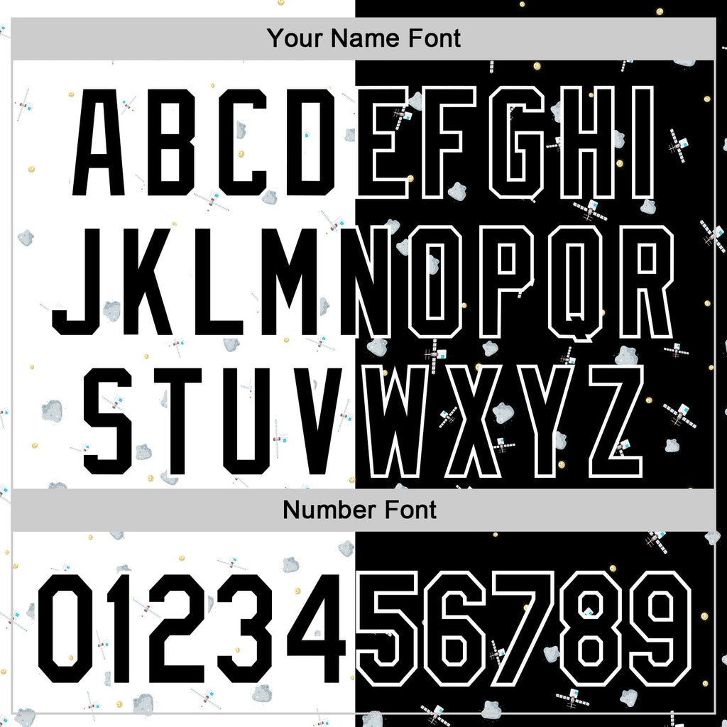 Custom Black White 3D Pattern Design Space Satellite Authentic Baseball Jersey