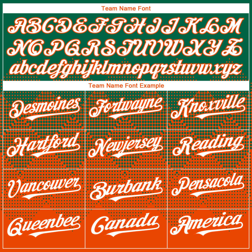 Custom Kelly Green White-Orange 3D Gradient Square Shape Authentic Baseball Jersey