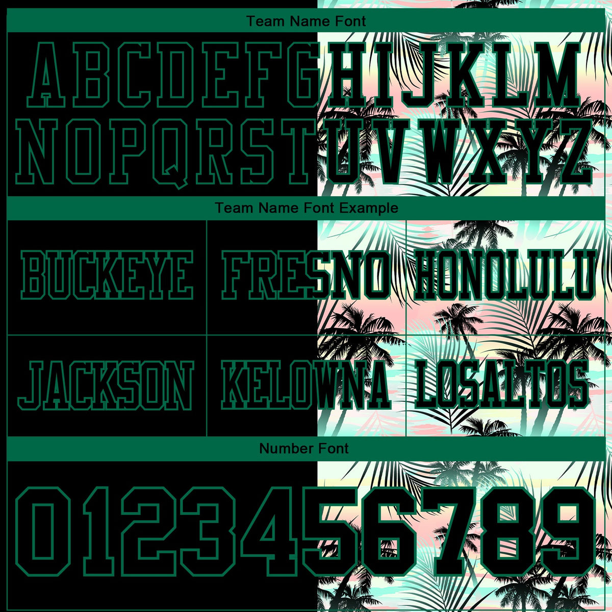 Custom Black Kelly Green 3D Pattern Tropical Hawaii Palm Leaves Authentic Football Jersey