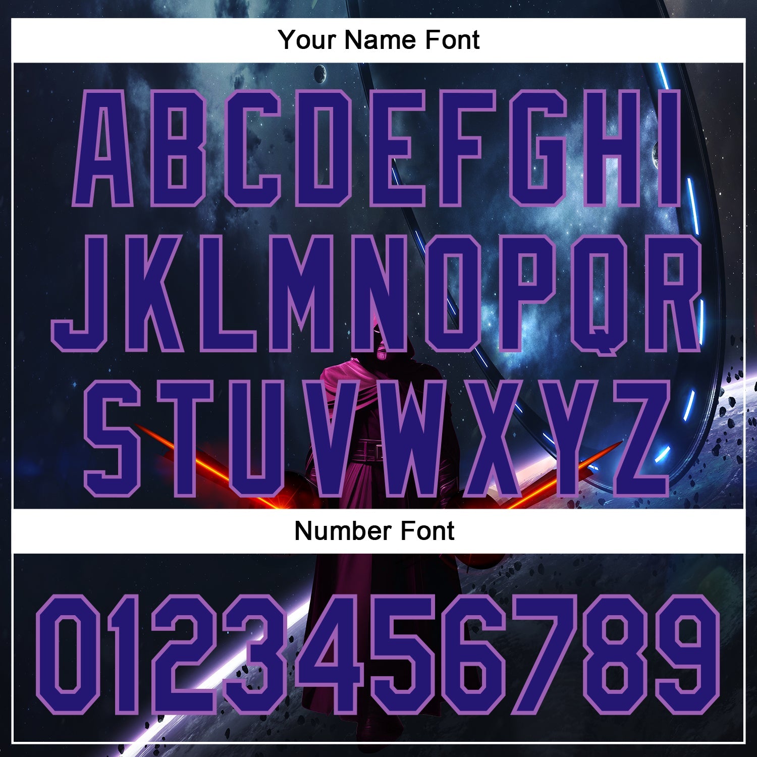 Custom Black Dark Purple-Medium Purple 3D Pattern Design Outer Space Light Swords Authentic Baseball Jersey