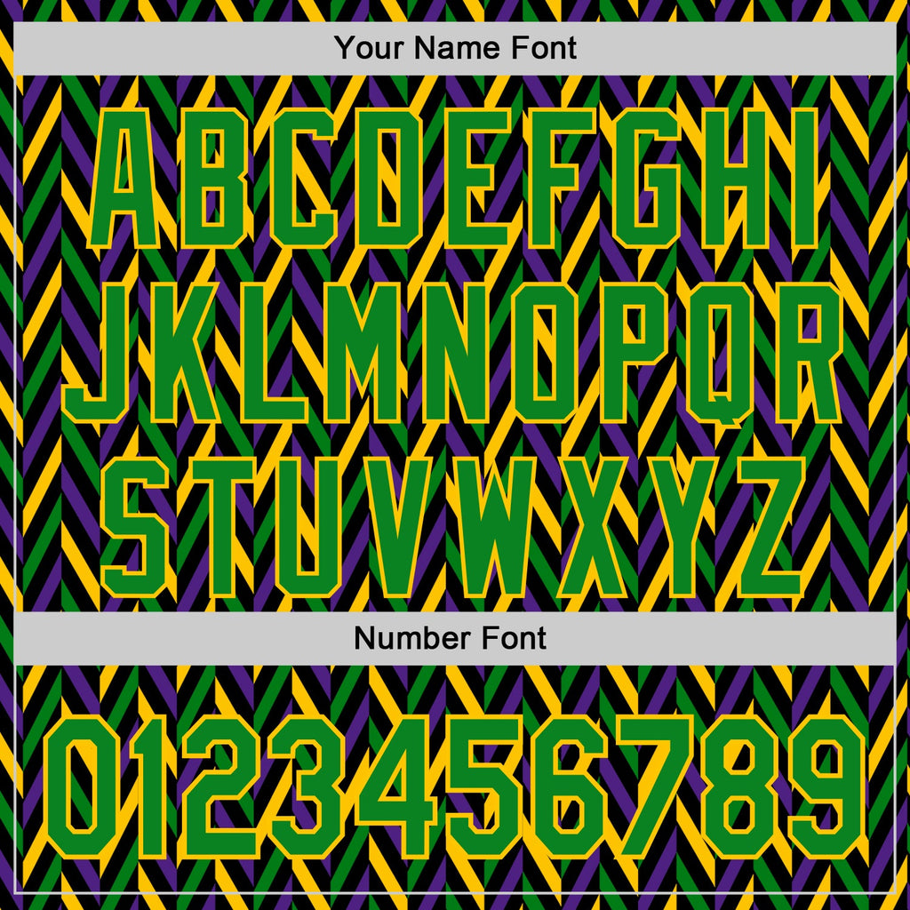 Custom Black Grass Green-Yellow 3D Pattern Design Mardi Gras Shrove Tuesday Authentic Baseball Jersey