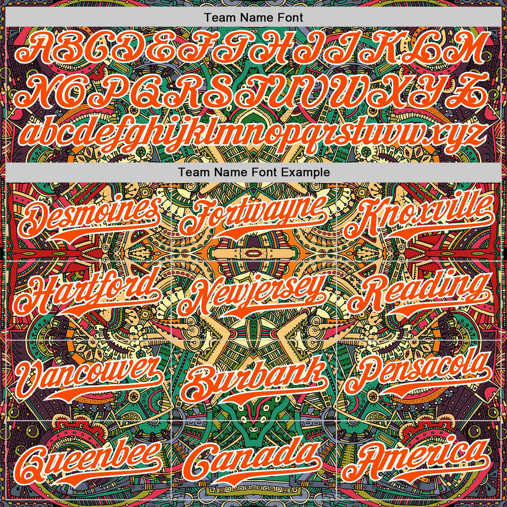Custom Green Orange-White 3D Pattern Design Burner Costumes Exotic Authentic Baseball Jersey