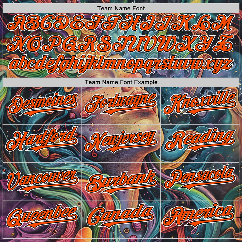 Custom Green Orange Black-White 3D Pattern Design Rave Party Trippy Magic Mushroom Authentic Baseball Jersey