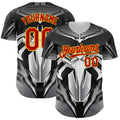 Custom Black Red-Yellow 3D Pattern Design Burner Costumes Mecha Authentic Baseball Jersey