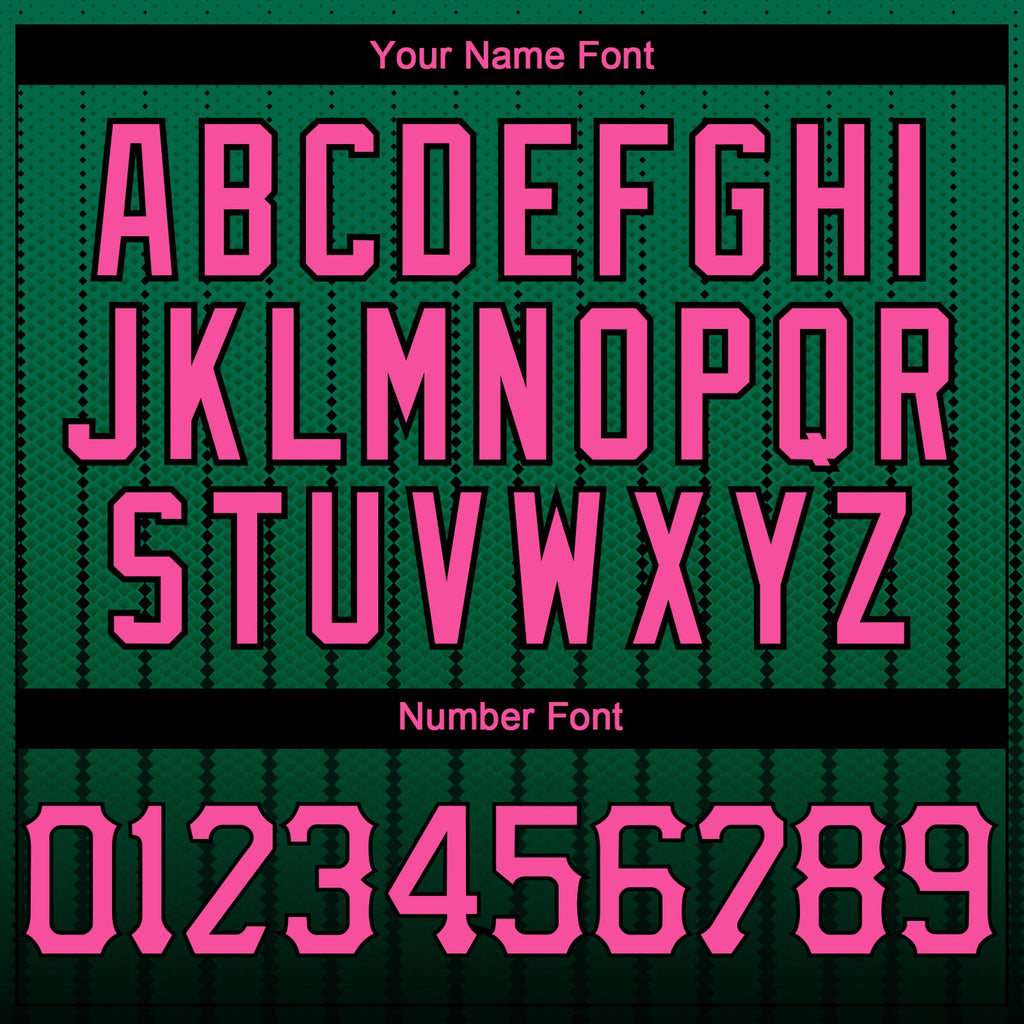 Custom Kelly Green Pink-Black 3D Pattern Design Gradient Geometric Shape Authentic Baseball Jersey