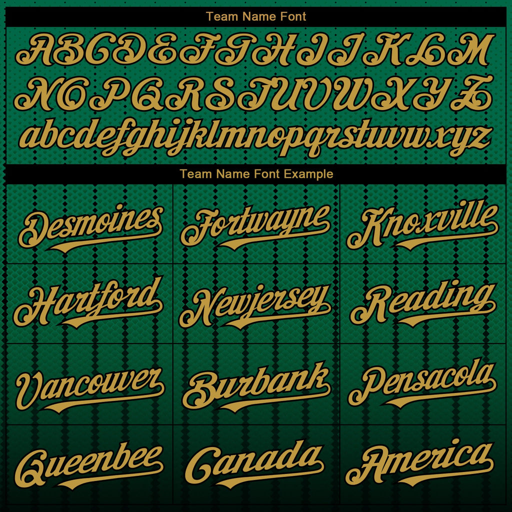 Custom Kelly Green Old Gold-Black 3D Pattern Design Gradient Geometric Shape Authentic Baseball Jersey