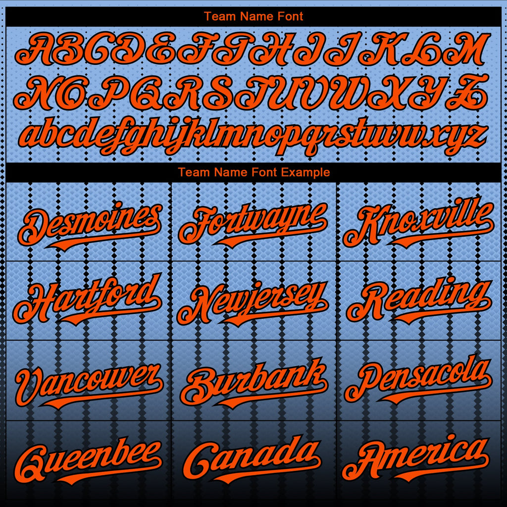 Custom Light Blue Orange-Black 3D Pattern Design Gradient Geometric Shape Authentic Baseball Jersey