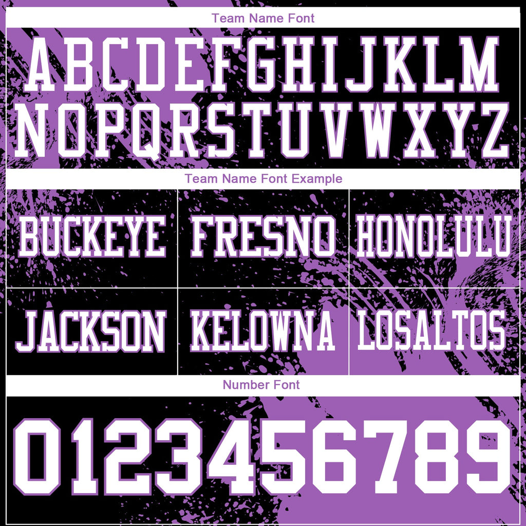 Custom Black White-Medium Purple 3D Pattern Abstract Brush Stroke Authentic Football Jersey