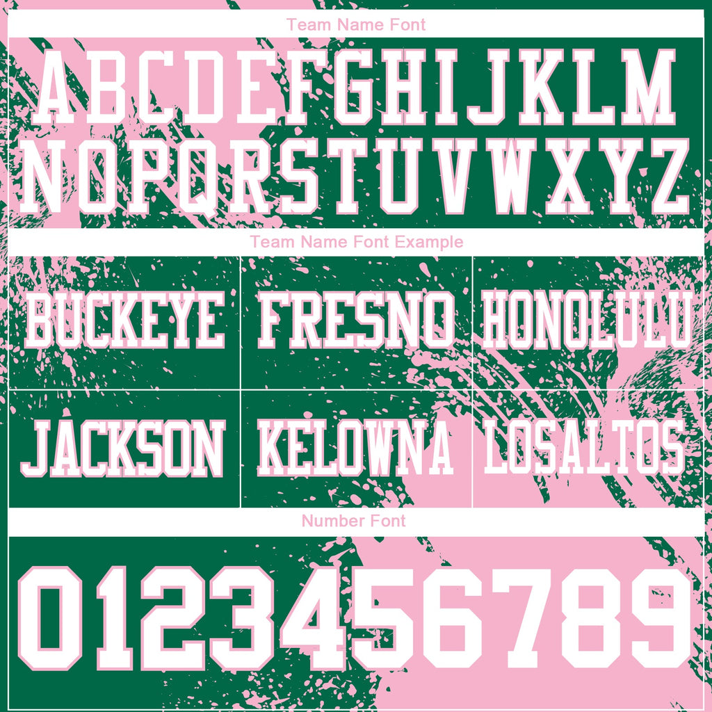 Custom Kelly Green White-Light Pink 3D Pattern Abstract Brush Stroke Authentic Football Jersey