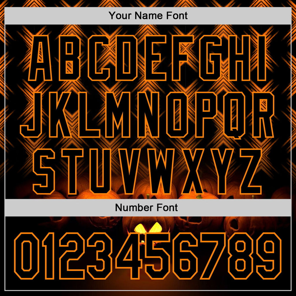 Custom Black Bay Orange 3D Halloween Spooky Pumpkin Stripe Authentic Baseball Jersey