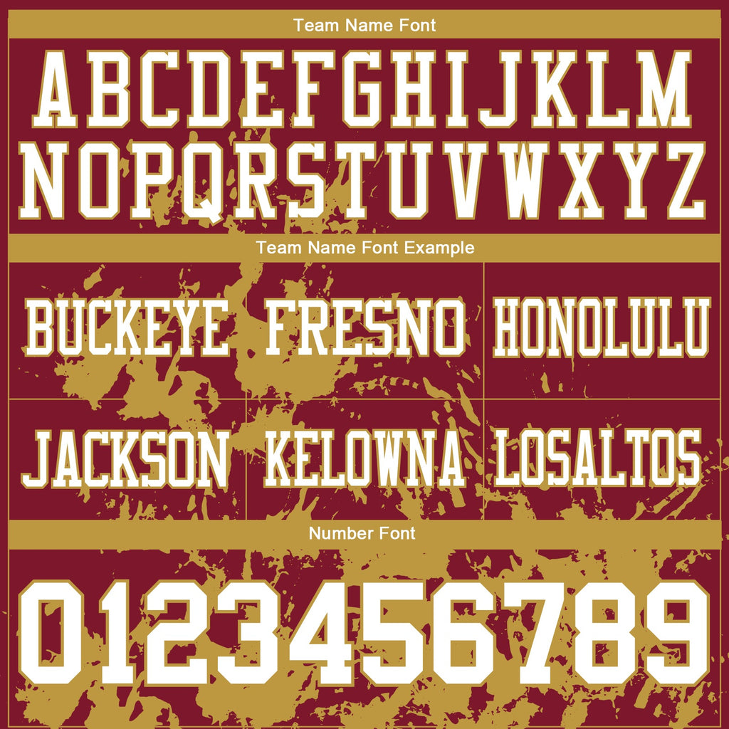 Custom Crimson White-Old Gold 3D Pattern Splash Authentic Football Jersey